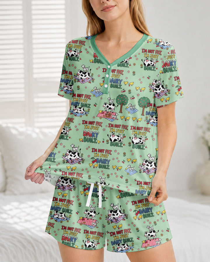 I'm Not Fat I'm Just Dairy Built Bamboo Women Short Sleeve Short Pajama Set