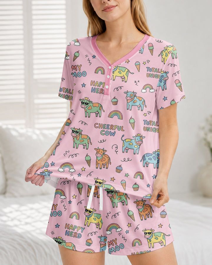 Not Your Ordinary Cow Bamboo Women Short Sleeve Short Pajama Set