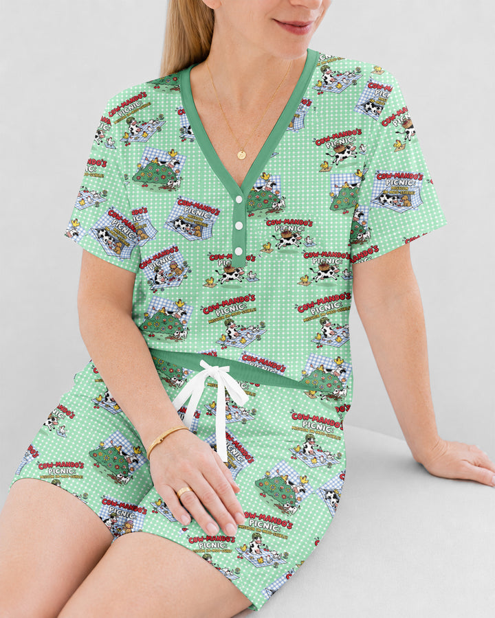 Mission Im-moo-sible Bamboo Women Short Sleeve Short Pajama Set