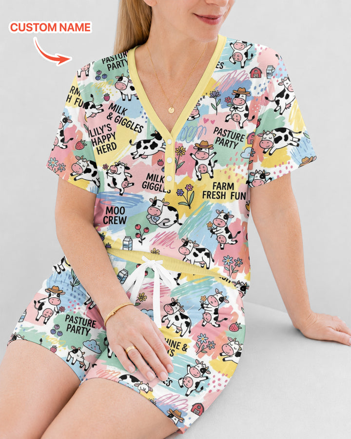 Custom Name Can’t Keep Us In The Barn Bamboo Women Short Sleeve Short Pajama Set