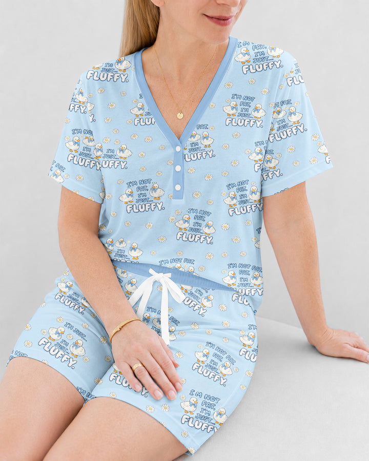 Not Fat Just Fluffy Bamboo Women Short Sleeve Short Pajama Set