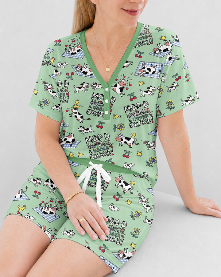 The Udderly Secret Journal Bamboo Women Short Sleeve Short Pajama Set