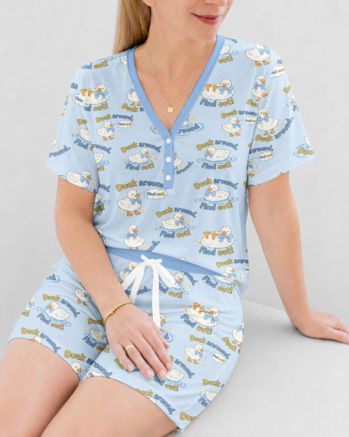 The Duck Around Bamboo Women Short Sleeve Short Pajama Set