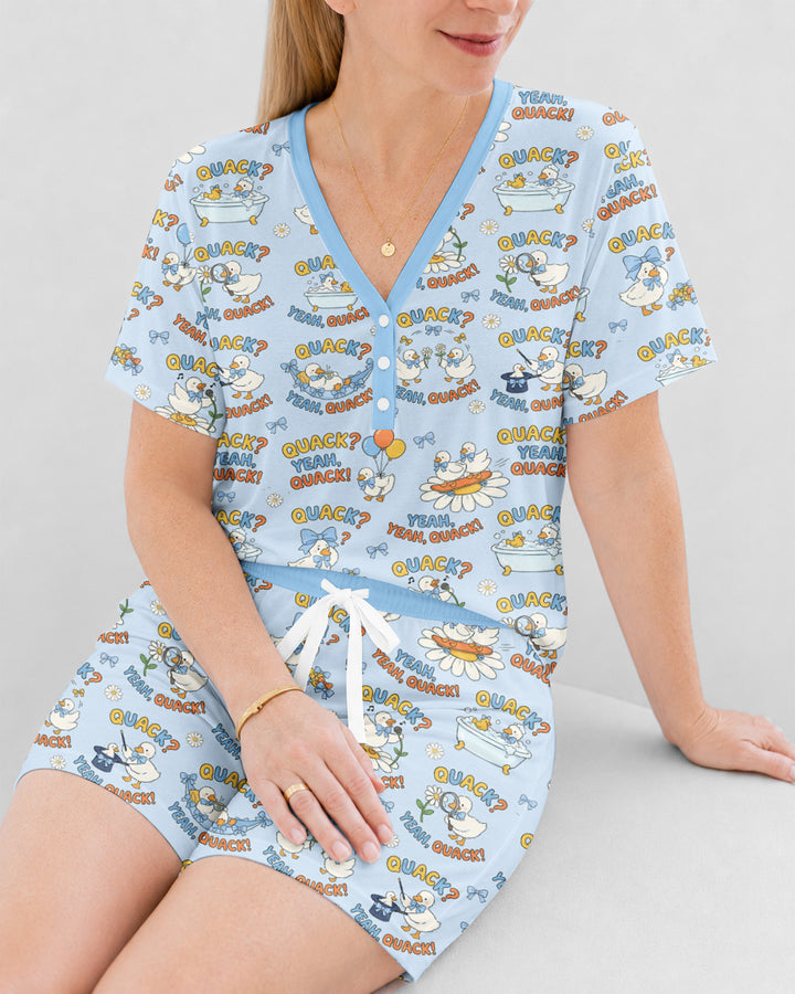 Yeah Quack Show Bamboo Women Short Sleeve Short Pajama Set