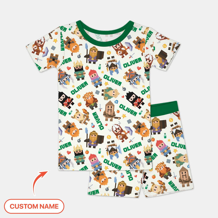 Zweiteiliges Pyjama-Set mit kurzen Ärmeln und Shorts im Sommer-Design