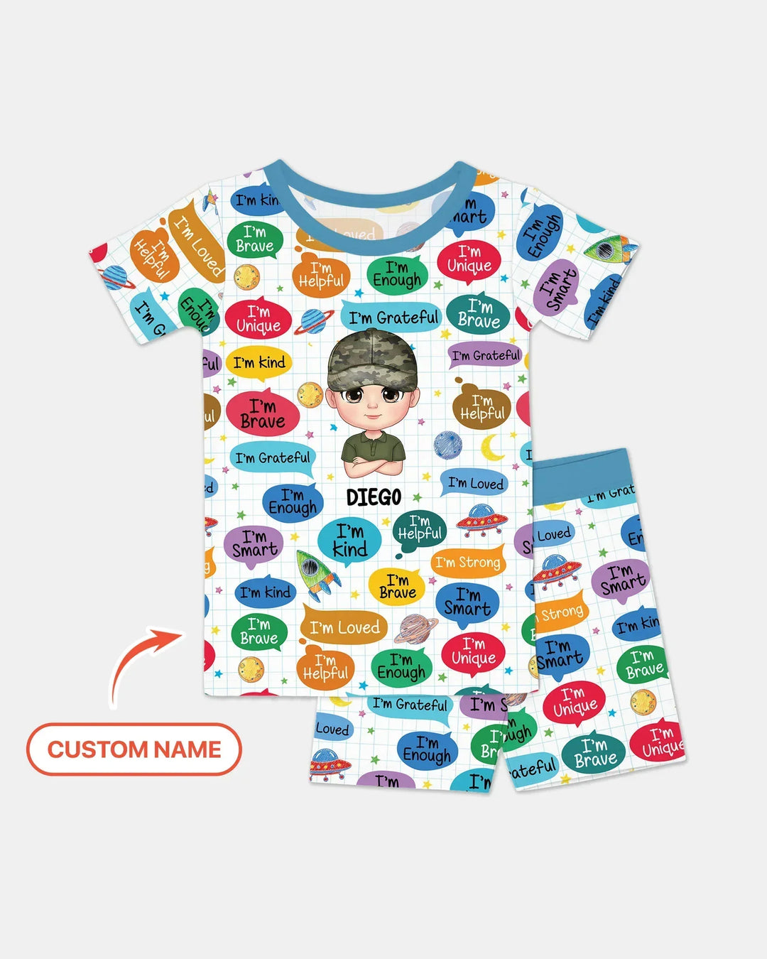 Zweiteiliges Pyjama-Set mit kurzen Ärmeln und Shorts im Sommer-Design