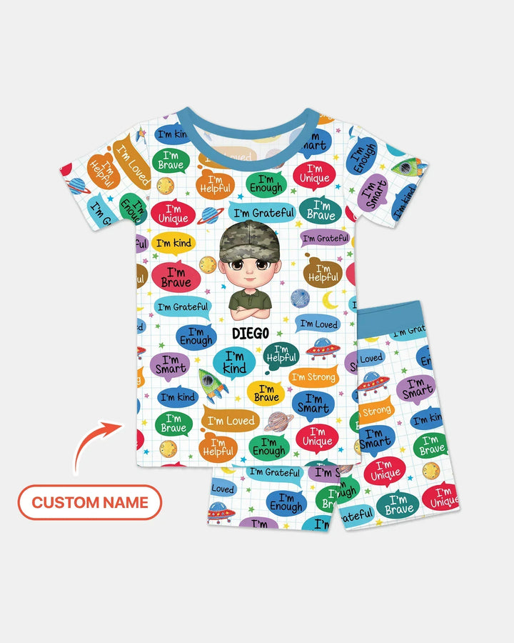 Zweiteiliges Pyjama-Set mit kurzen Ärmeln und Shorts im Sommer-Design