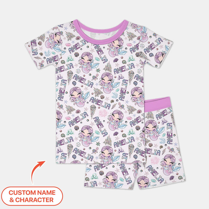 Zweiteiliges Pyjama-Set mit kurzen Ärmeln und Shorts im Sommer-Design