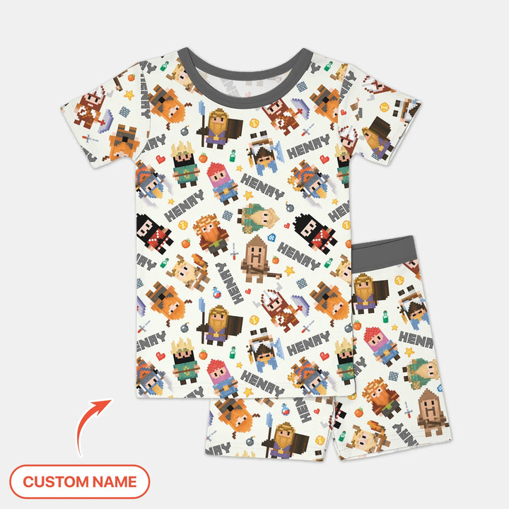 Zweiteiliges Pyjama-Set mit kurzen Ärmeln und Shorts im Sommer-Design