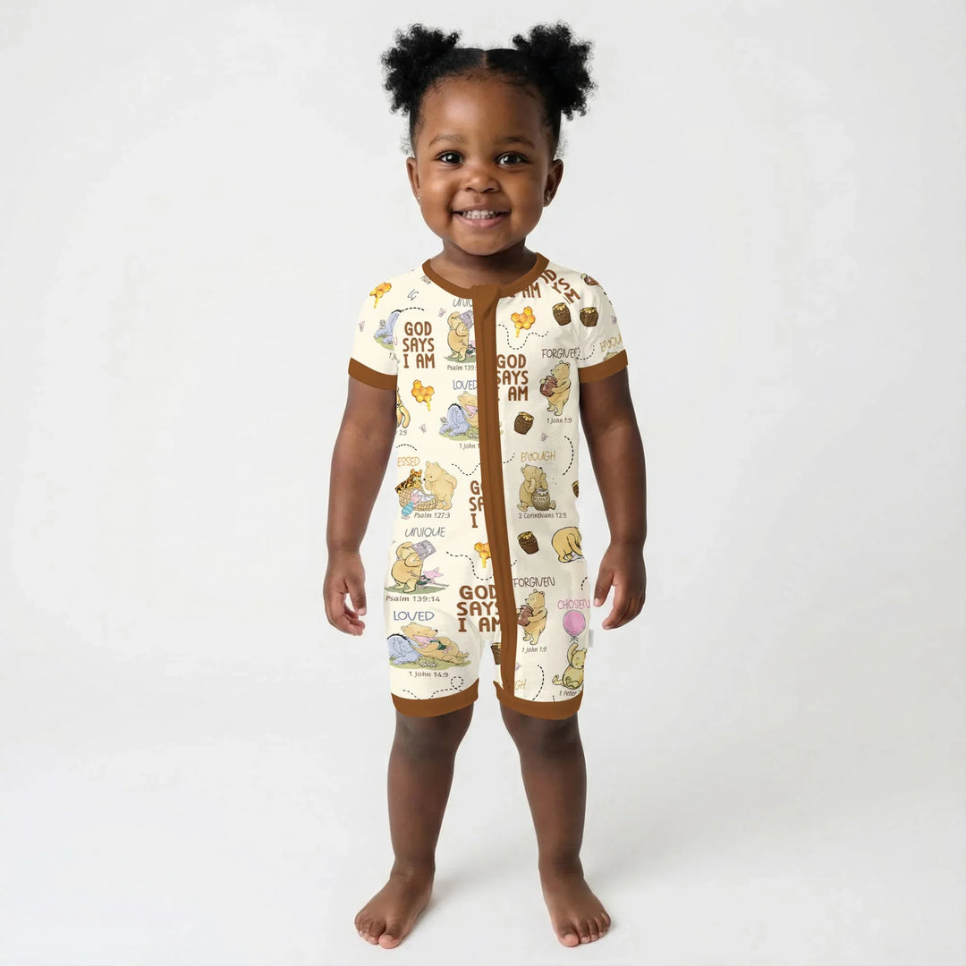 God Says I Am – Little Blessings Bamboo Shorty Zippy