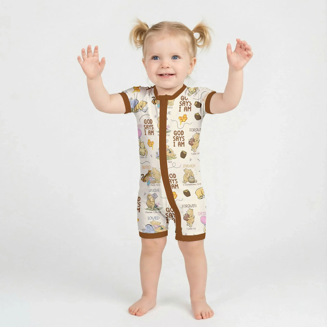 God Says I Am – Little Blessings Bamboo Shorty Zippy