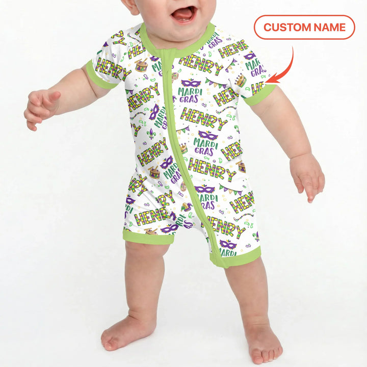Custom Name Make your own Mardi Gras Bamboo Shorty Zippy