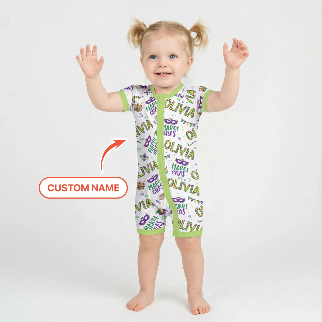 Custom Name Make your own Mardi Gras Bamboo Shorty Zippy