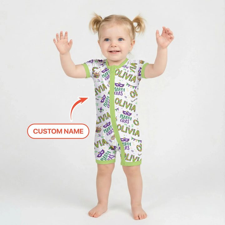 Custom Name Make your own Mardi Gras Bamboo Shorty Zippy