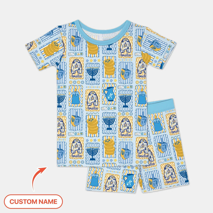 Zweiteiliges Pyjama-Set mit kurzen Ärmeln und Shorts im Sommer-Design