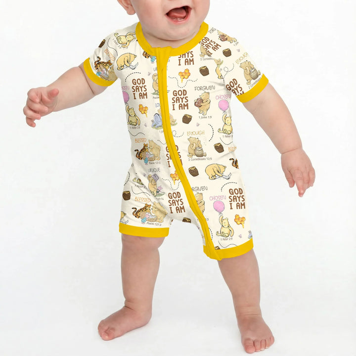 God Says I Am – Little Blessings Bamboo Shorty Zippy