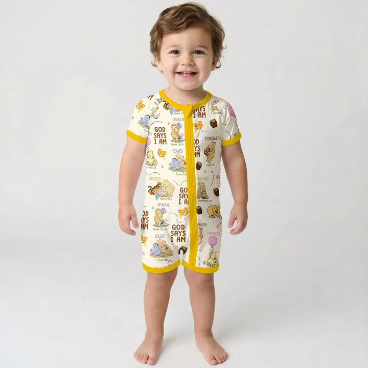 God Says I Am – Little Blessings Bamboo Shorty Zippy