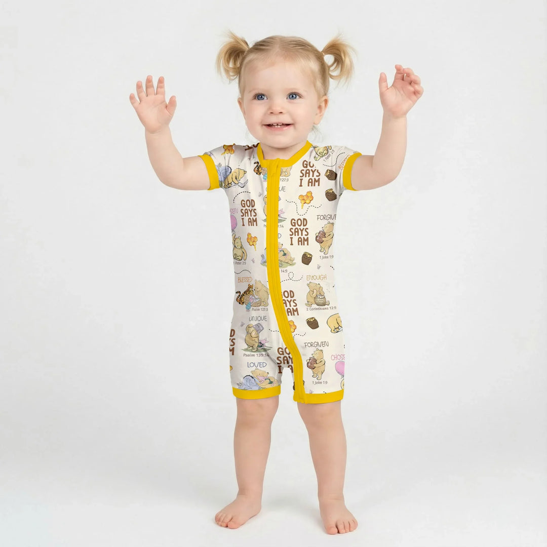 God Says I Am – Little Blessings Bamboo Shorty Zippy