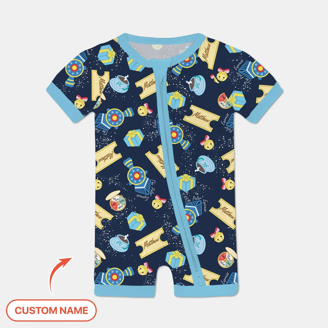 Express Train Christmas Bamboo Shorty Zippy
