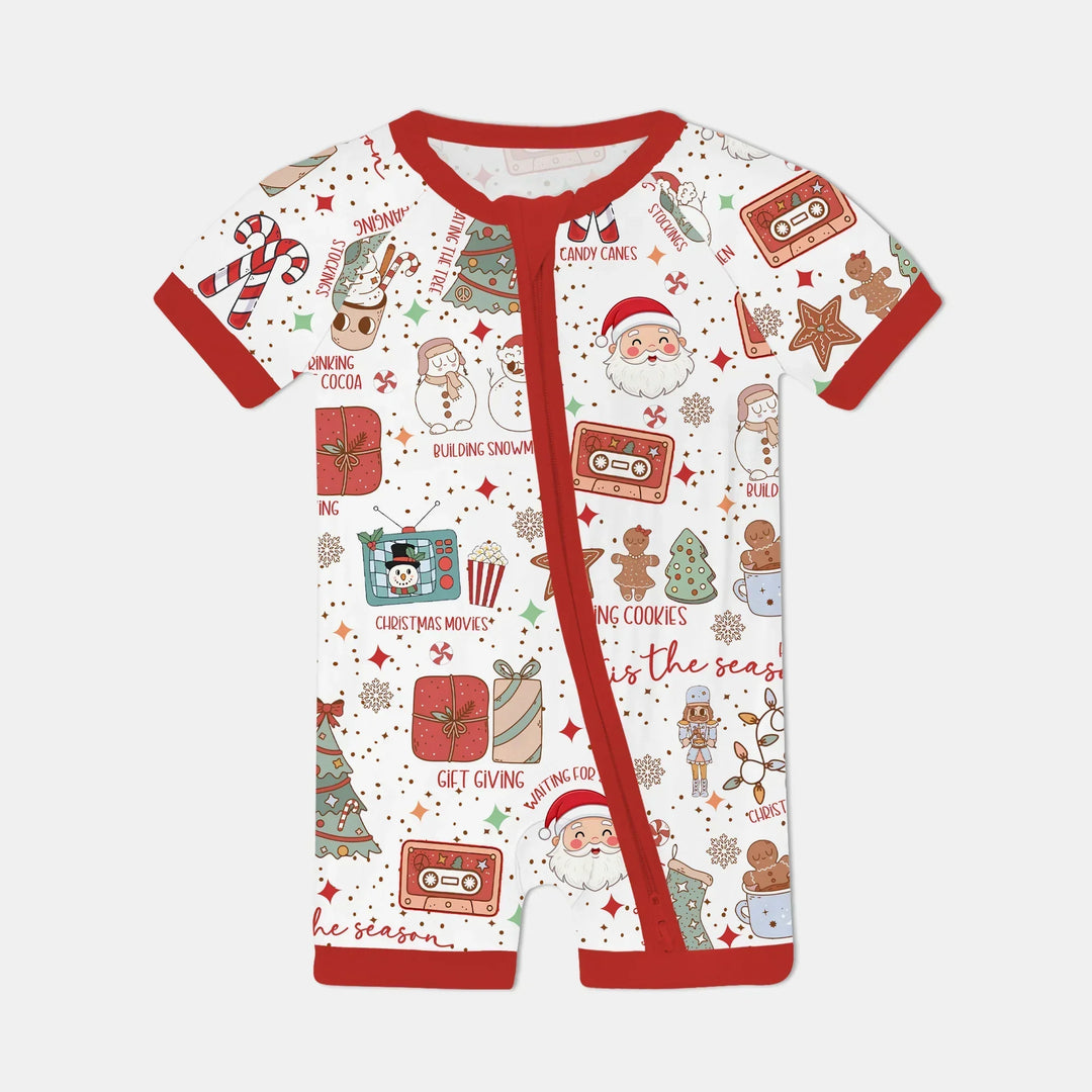 Retro Christmas Bucket List Shorty Zippy , Retro Christmas Bucket List Shorty Zippy - 0-3M