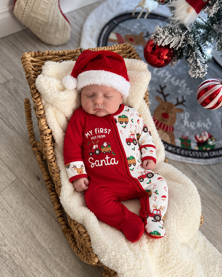 Reindeer & Tractor Cheer Bamboo Zipper Footie