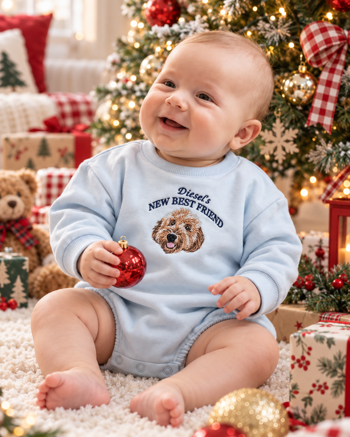 Gerippte Babykleidung mit individuellem Foto - Weich &amp; Skizzenhaft