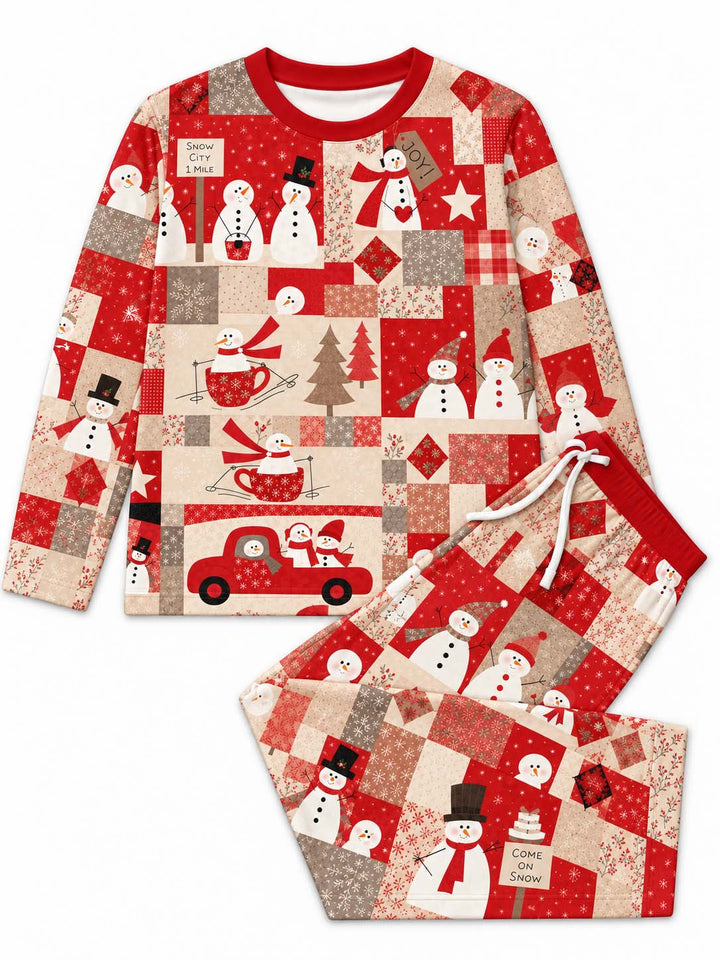 Snowman Christmas Patchwork Bamboo Men's Pajama Set