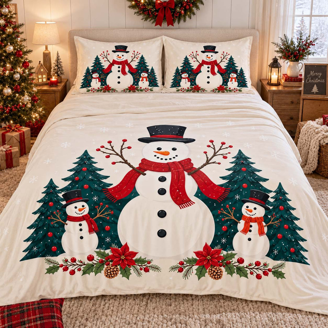 Snowman Christmas Tree Wonderland Bamboo Bedding Set