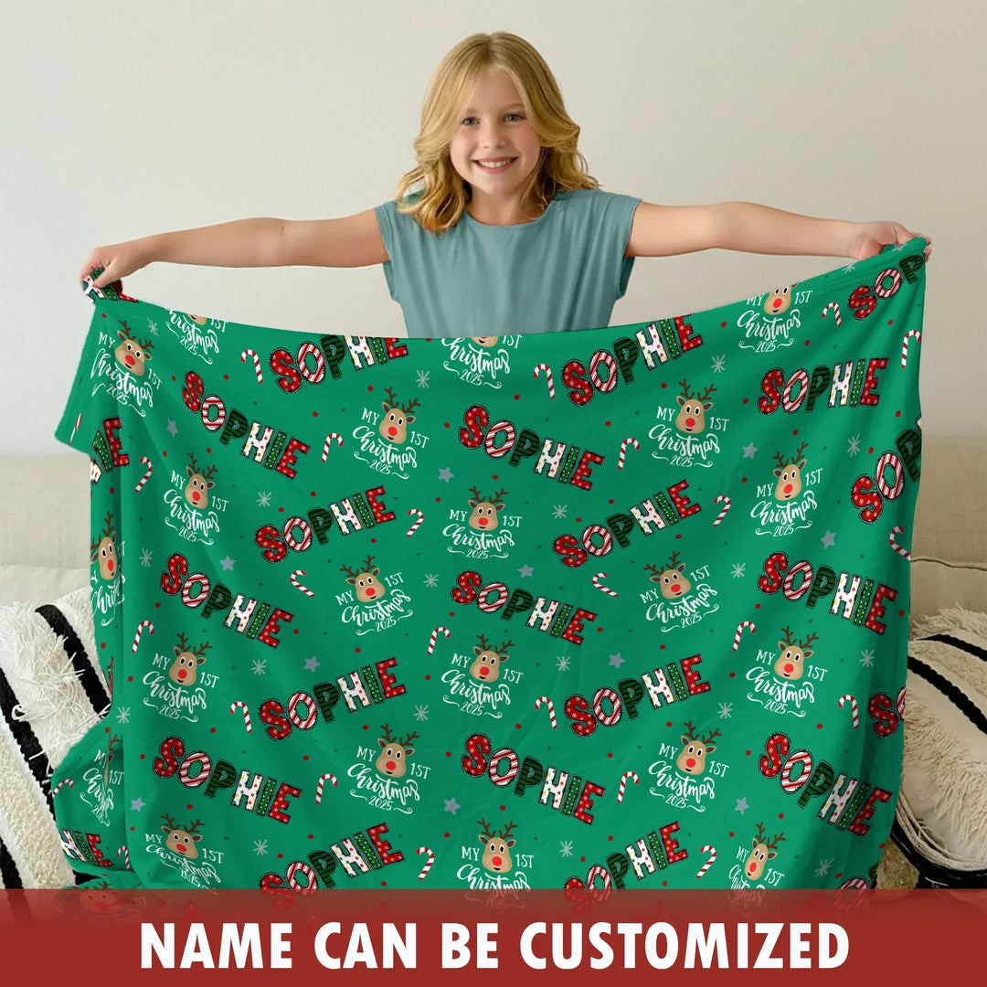 Custom Name "My First Christmas" Toddler Blanket , Custom Name "My First Christmas" Toddler Blanket - Default Title