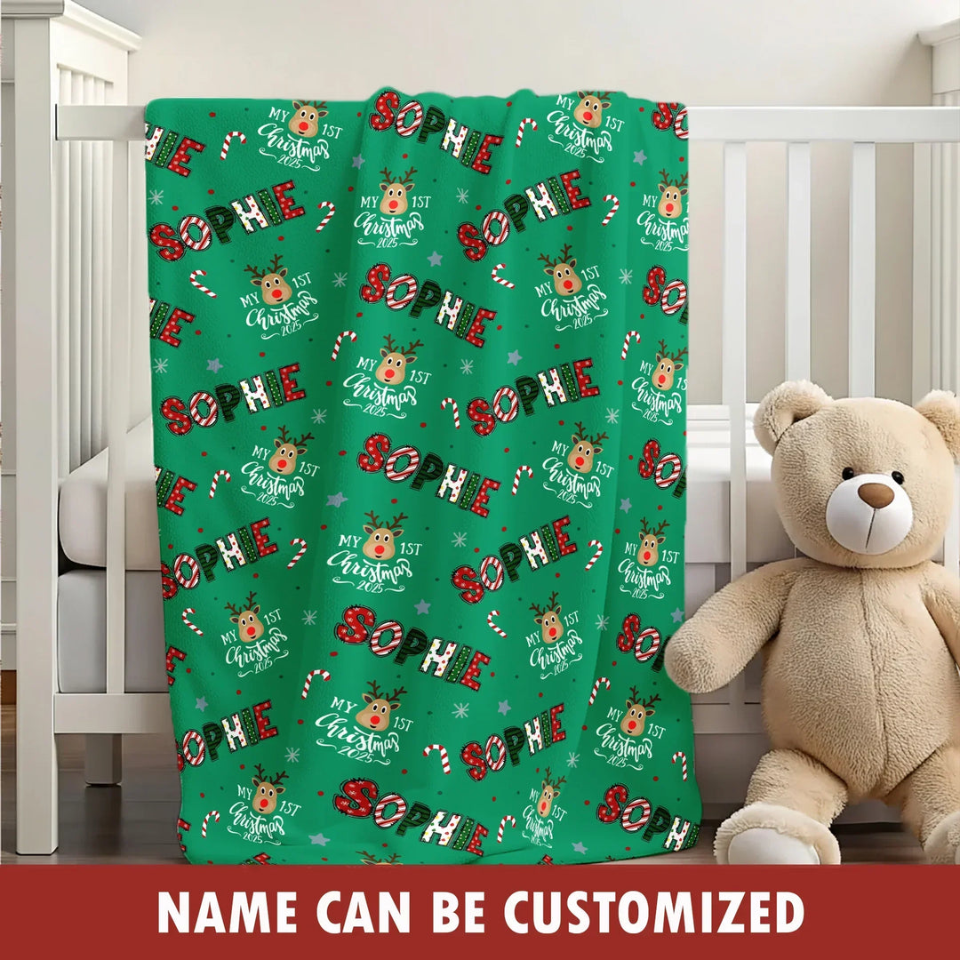 Custom Name "My First Christmas" Toddler Blanket , Custom Name "My First Christmas" Toddler Blanket - Default Title