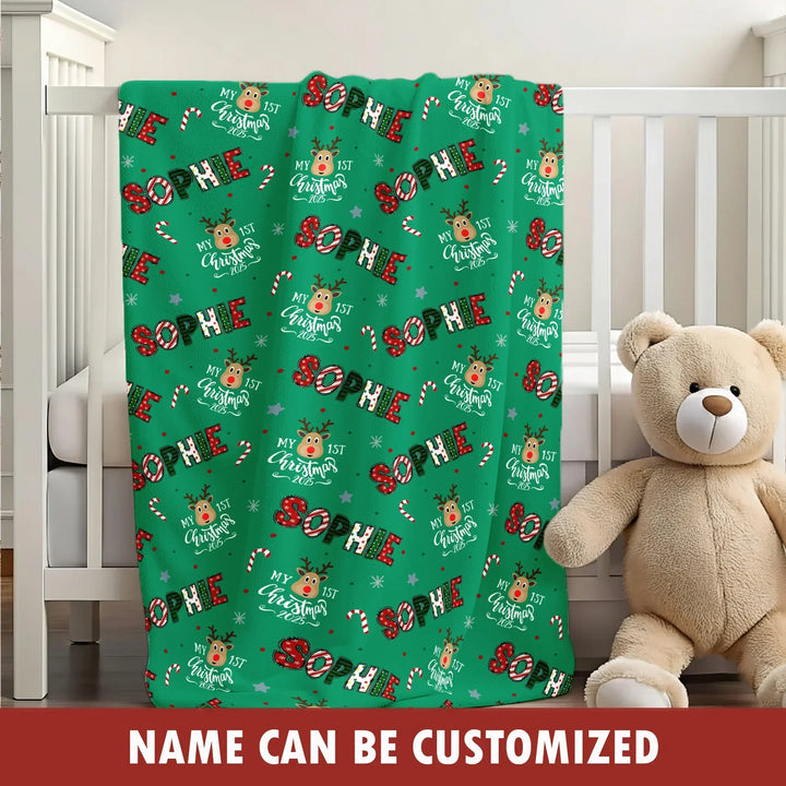 Custom Name "My First Christmas" Toddler Blanket , Custom Name "My First Christmas" Toddler Blanket - Default Title