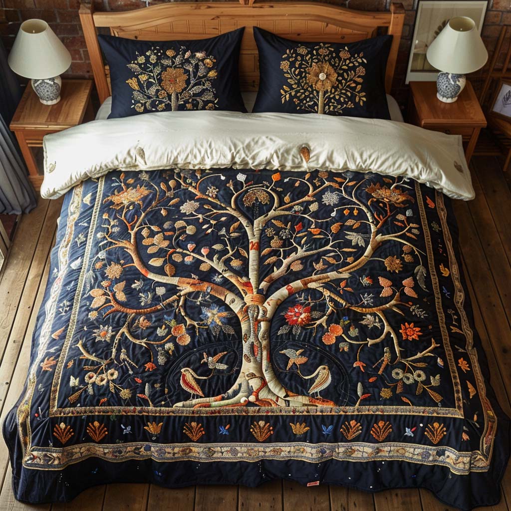 Spiritual Growth Tree Bamboo Quilt Bedding Set