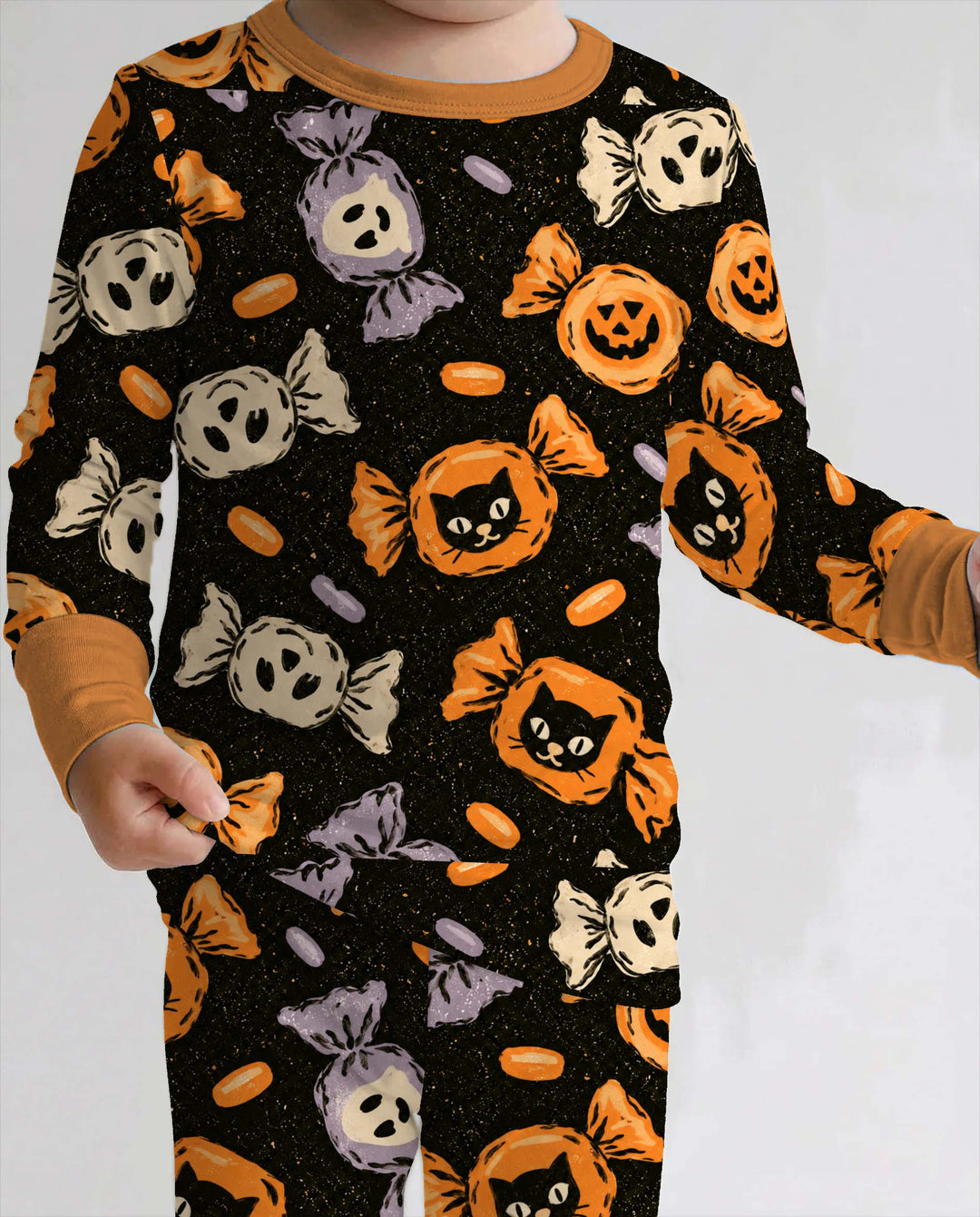 Spooky Halloween Candy Bamboo Two Piece Long Sleeve Pajama Set