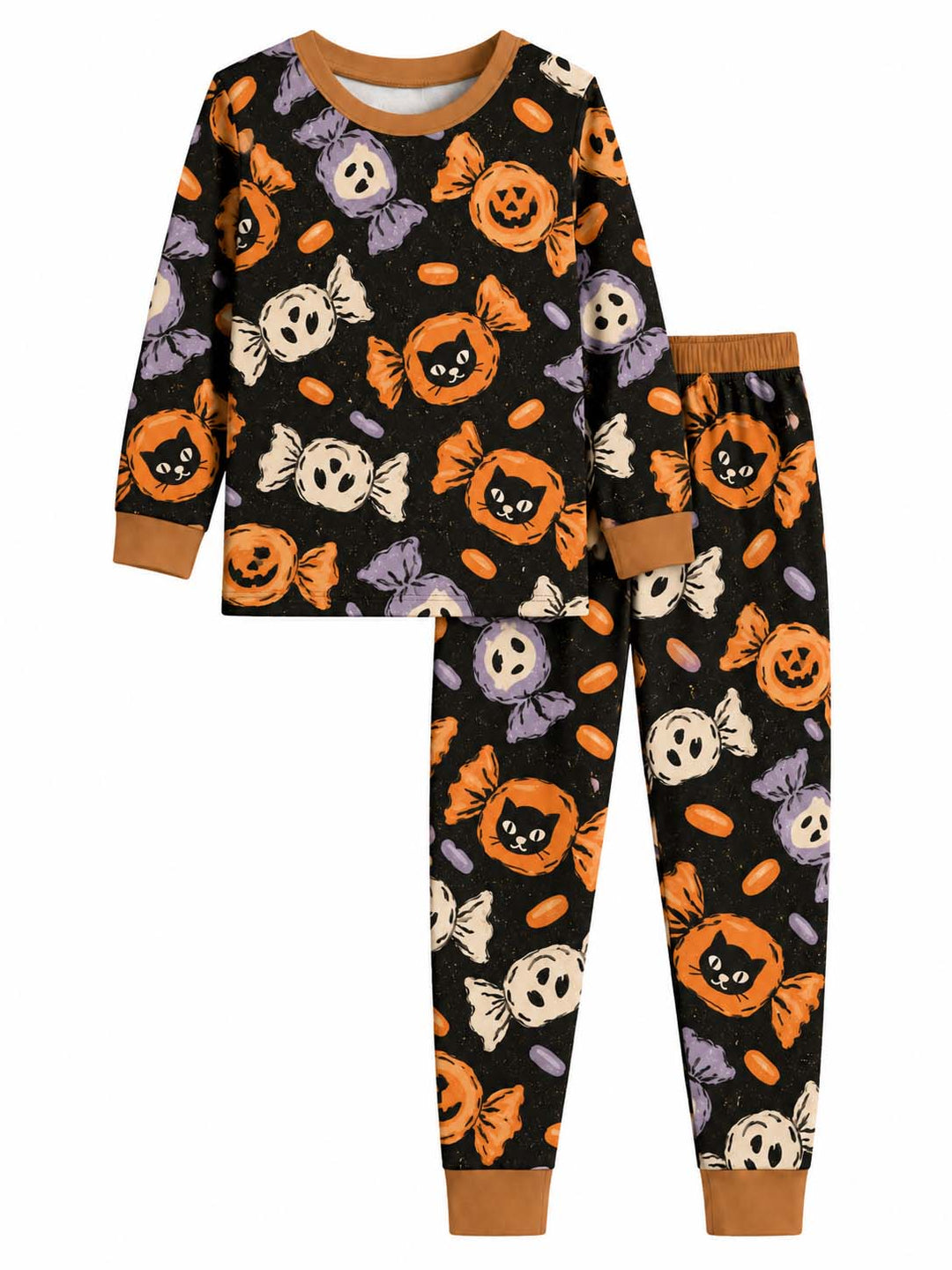 Spooky Halloween Candy Bamboo Two Piece Long Sleeve Pajama Set