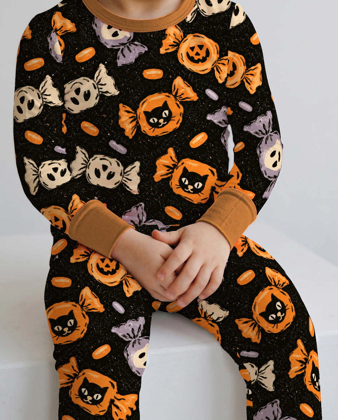 Spooky Halloween Candy Bamboo Two Piece Long Sleeve Pajama Set