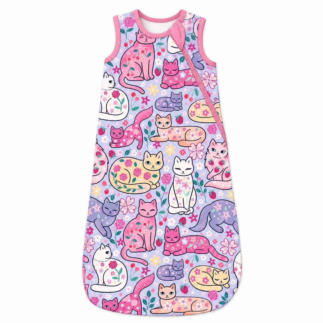 Strawberry Floral Cats Bamboo Sleep Bag