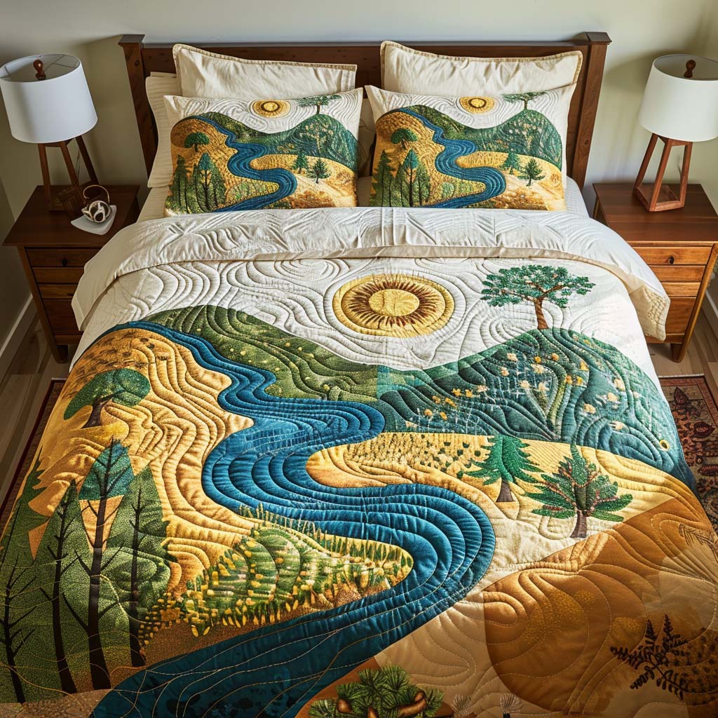 Sunny Peaceful Moments Bamboo Quilt Bedding Set