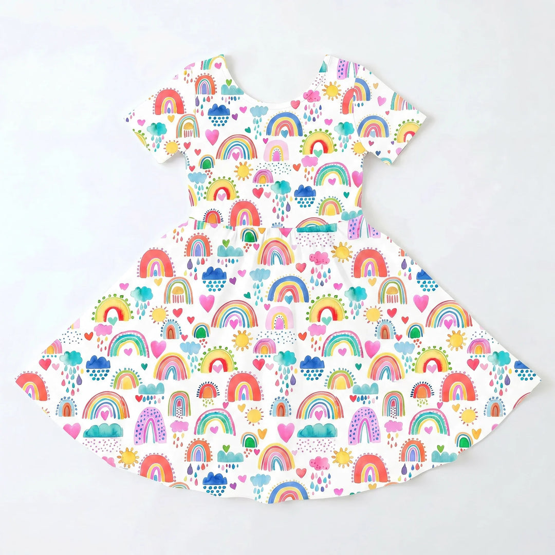 Glückliche Regenbogen-Träume Bambus-Wirbelkleid