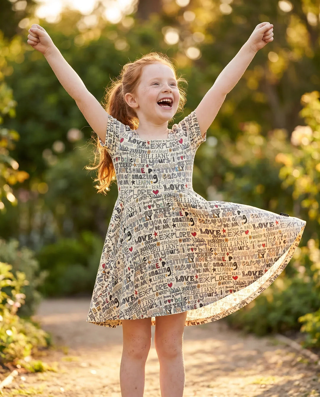 Positive Mindset Doodles Bambus-Wirbelkleid