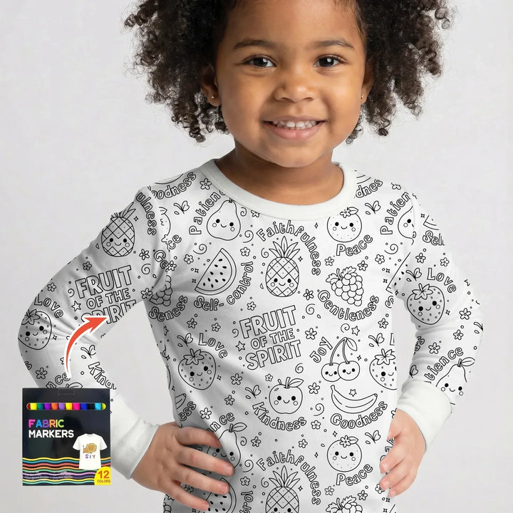 Zweiteiliges Langarm-Pyjama-Set mit Sommerfrüchten
