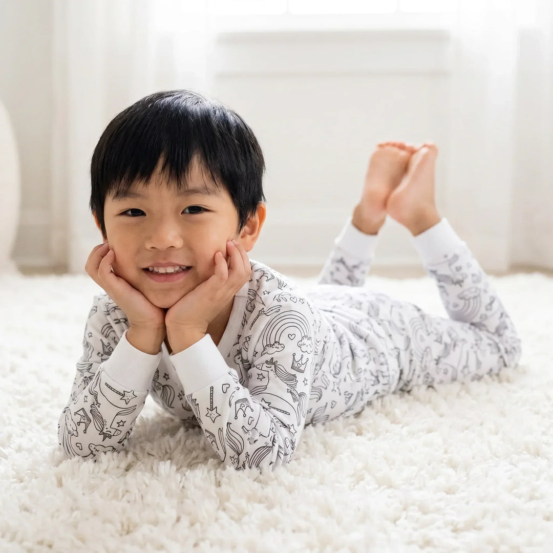 Pyjama-Set aus Bambus, zweiteilig, zum Ausmalen, „Verzaubertes Einhorn“