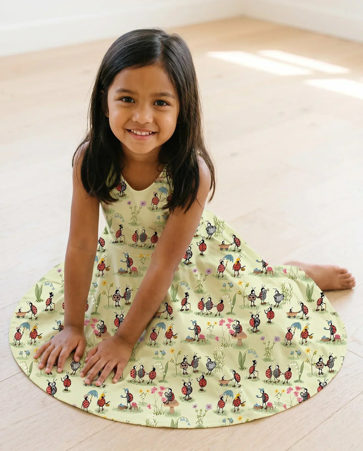Whimsical Ladybug Garden Life Bamboo Twirl Dress