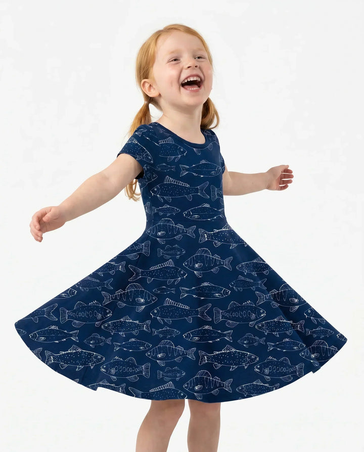Mitternachtssee Fischleben Bambus-Twirl-Kleid