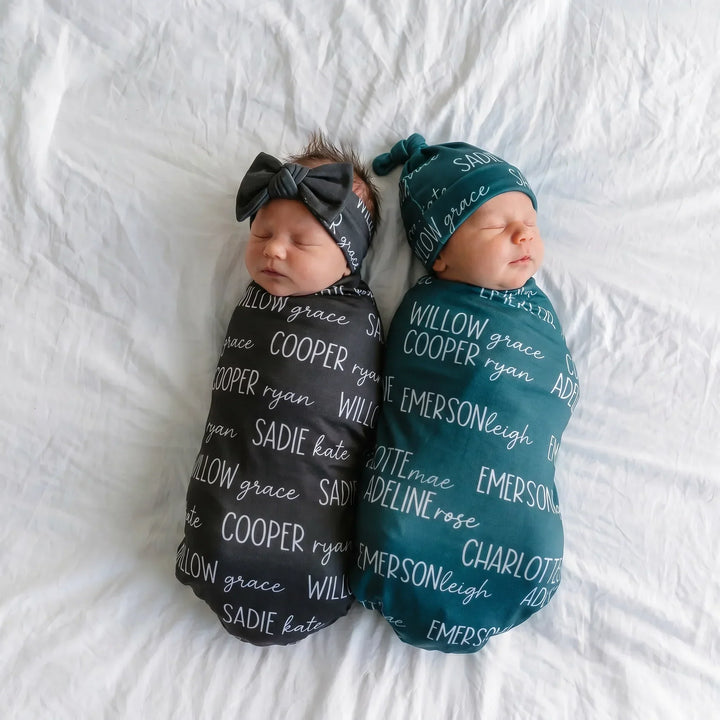 Personalisierte Neutrale Babyname Bambus-Puckdecke Schriftarten-Duo