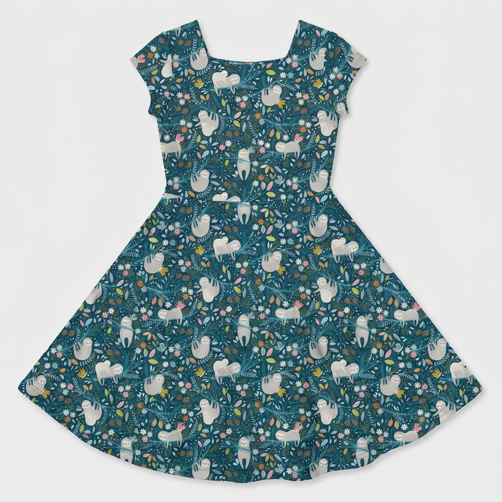 Mitternachts-Faultier-Garten Bambus-Drehkleid