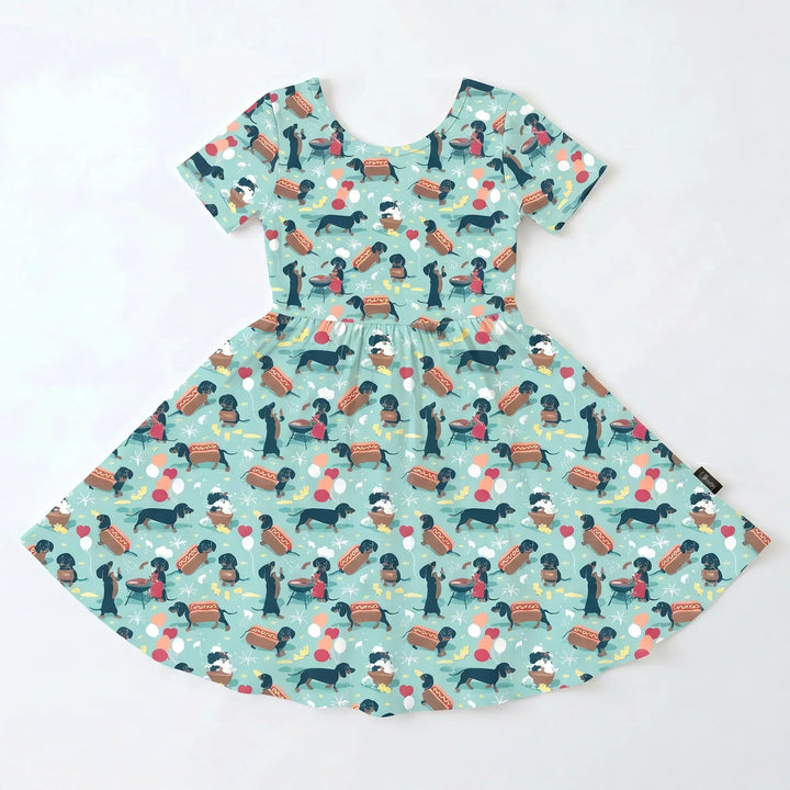Dachshund Grillparty Bambus-Wickelkleid