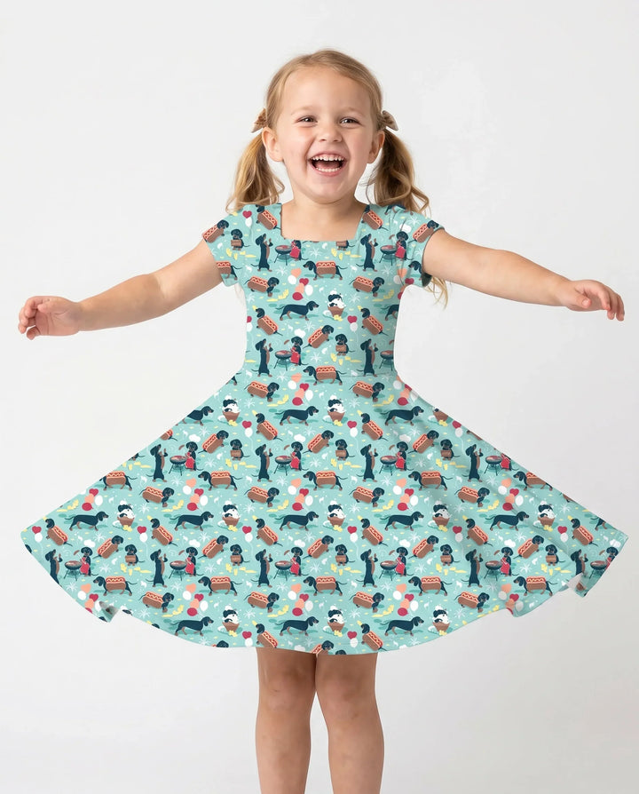 Dachshund Grillparty Bambus-Wickelkleid