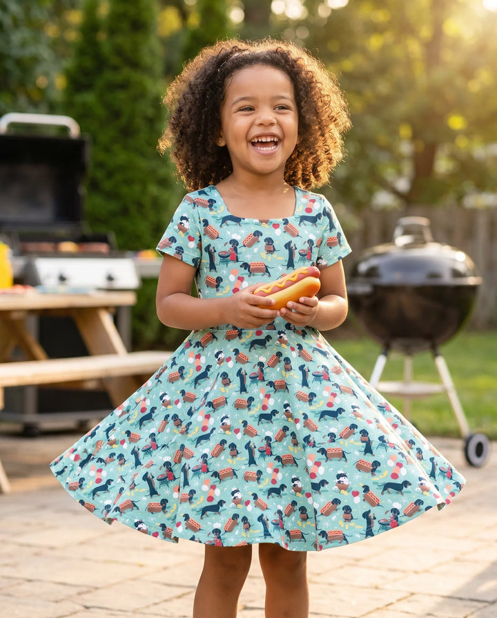 Dachshund Grillparty Bambus-Wickelkleid