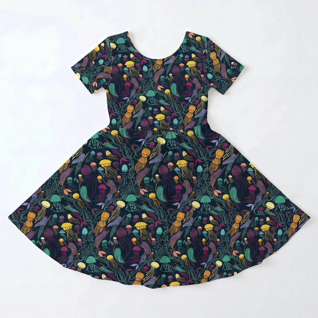 Mystische Quallen Bambus-Wirbelkleid