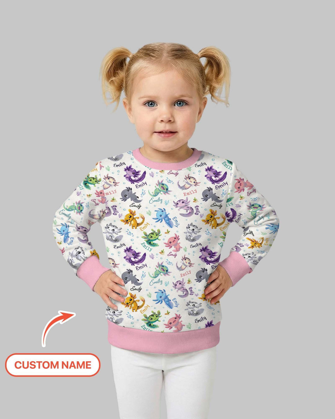I Love You Axolotl Custom Name Bamboo Crewneck Sweatshirt